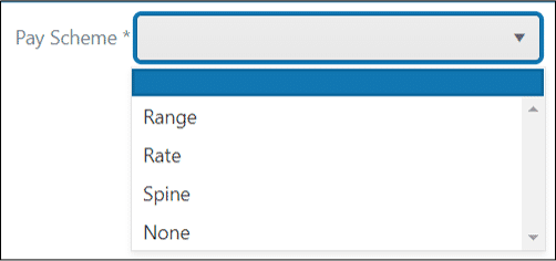 Screenshot showing Pay Scheme options